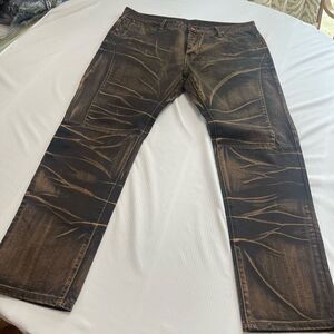 Parva Milano Classic Straight Whiskered Denim Jeans Size 38 X 30